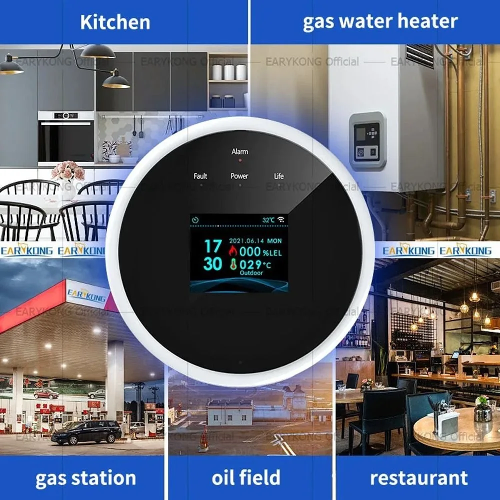 Intelligent Wifi Natural Gas Leakage Detector APP Control Digital LED Combustible Gas-Alarm Detector High Sensitivity US Plug