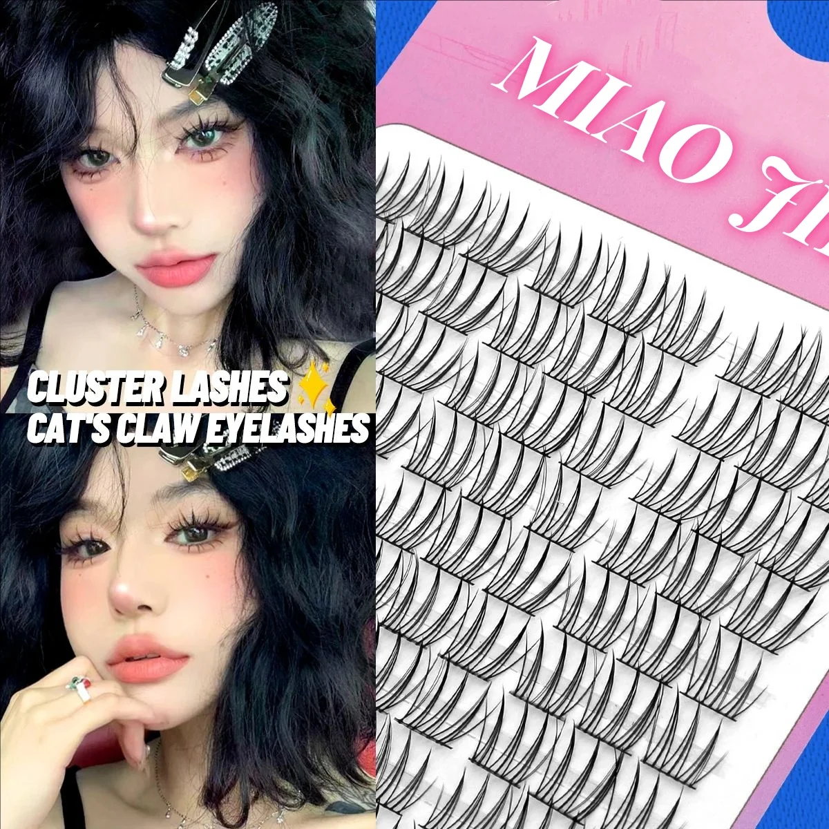 MJ 90duo สาวกลุ่ม Eye ธรรมชาติ Trilogy การ์ตูนขนตาปลอม,นุ่มและ Light, เดี่ยวคลัสเตอร์ DIY ขนตา