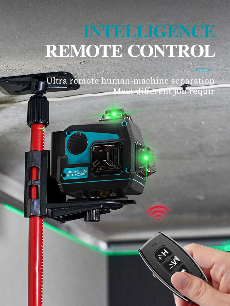 Makita 3D/4D 레이저 레벨 12/16 라인 수평 및 수직 원격 제어 고정밀 360 ° 셀프 레벨링 레이저 레벨