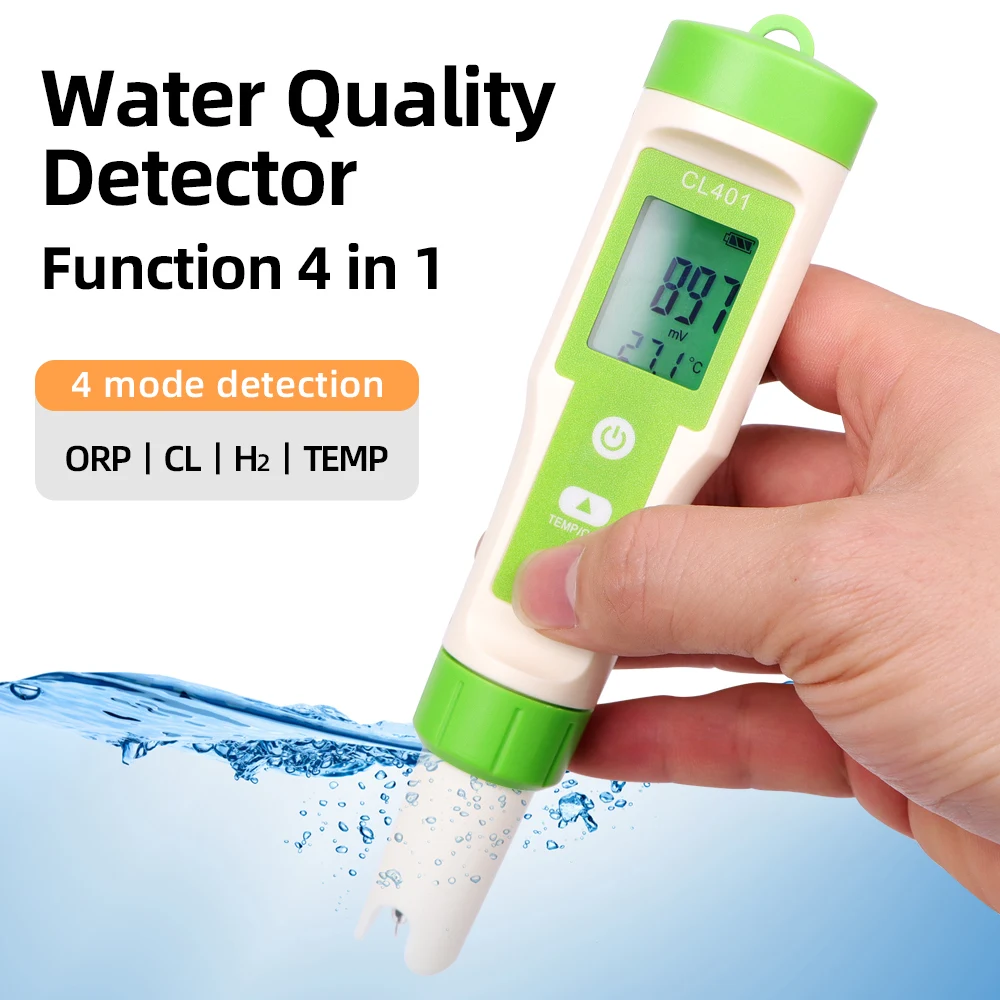 Detector de calidad del agua multifunción para piscina, probador de calidad para acuarios hidropónicos, PH, ORP, temperatura, cloro, H2 CL