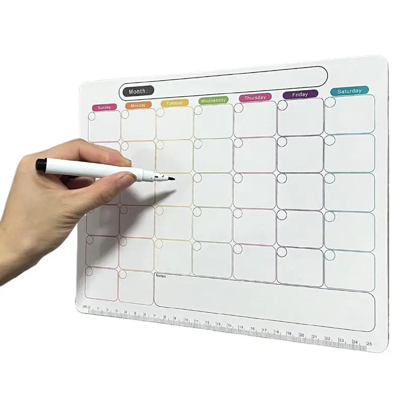 Monthly Planner Whiteboard Record Message Board Memo Pad Magnetic Refrigerator Dry Erase Calendar Kitchen Fridge Decor