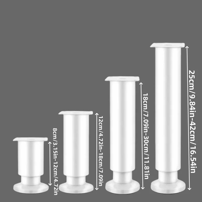 ขาเฟอร์นิเจอร์ยืดไสลด์สีขาว 4 ชิ้น ขาโต๊ะปรับความสูงได้สําหรับโซฟา โครงเตียง โต๊ะ และขารองรับเฟอร์นิเจอร์