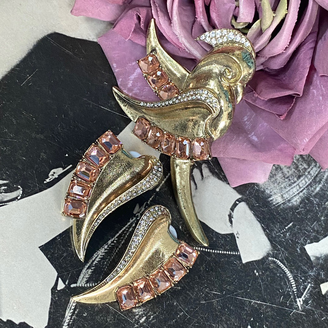 Brincos Cobre com Broche Zircão para Mulheres e Meninas, Chapeamento Dourado, Conjunto de Jóias, Presente Festa, Temperamento Vintage