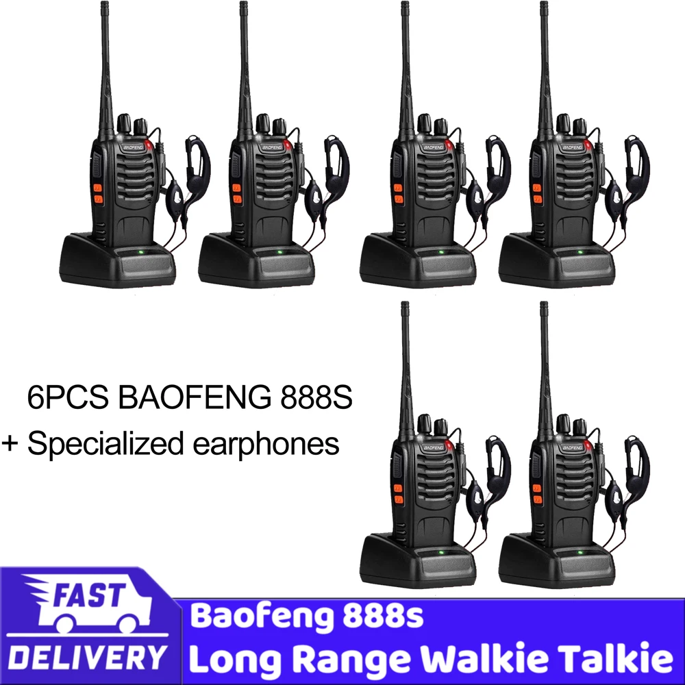 6PACK BAOFENG 888S Walkie Talkies Long - Range UHF 400 - 470MHz 16CH Two - Way Radios for Professional Use