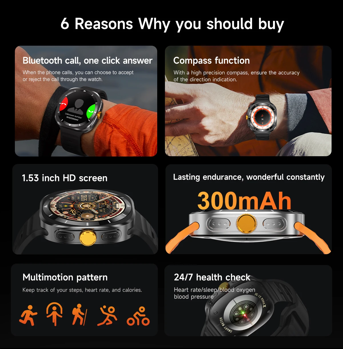 Para Samsung Galaxy Watch 7 Ultra soporte Corea GPS brújula NFC reloj inteligente deporte al aire libre hombre AMOLED BT llamada Galaxy 7 Smartwatch