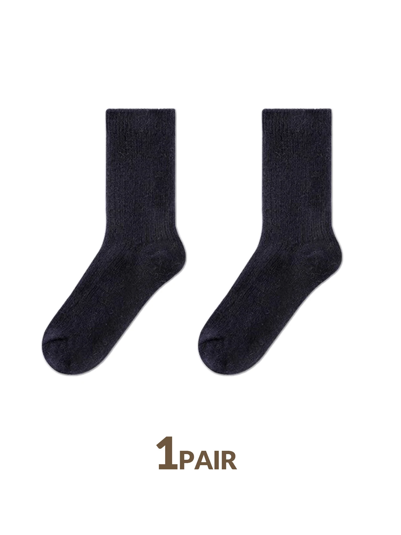 1 par de calcetines gruesos y cálidos de Cachemira, calcetines plisados con tiras verticales, calcetines cálidos de invierno de Color sólido para otoño para mujer