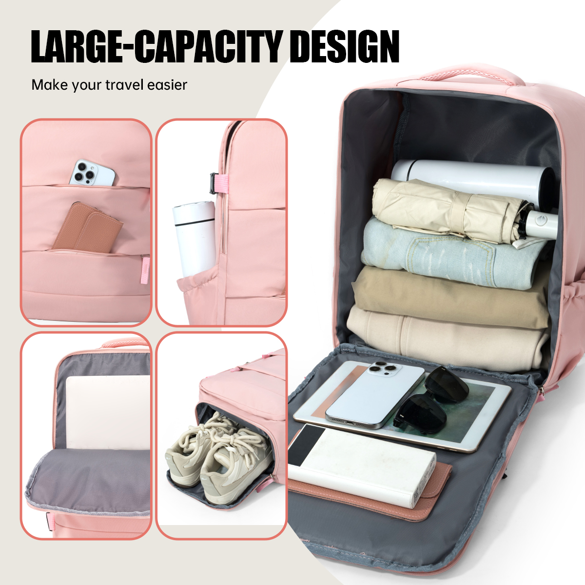 Cross-Border Travel Backpack, Men's and Women's Large-Capacity Shoe Compartment Luggage Bag, Computer Business Bag, Student School Bag, Commuting