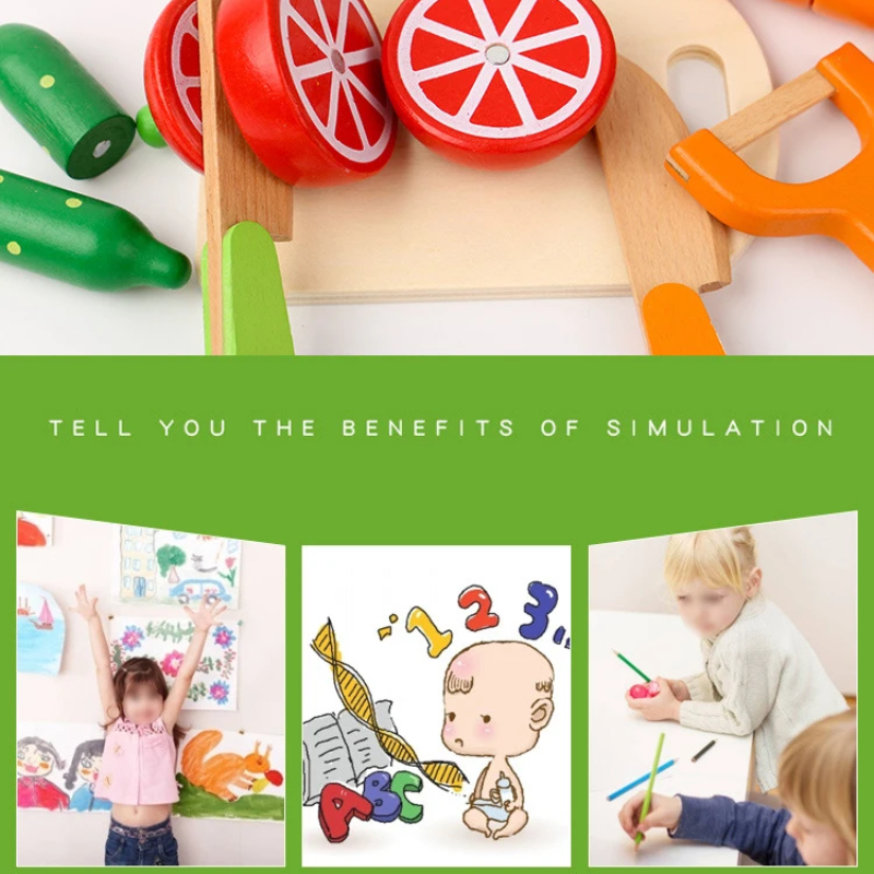 Juguete de simulación de cocina, juego clásico de madera, juguete educativo Montessori para niños, regalo para cortar frutas y verduras