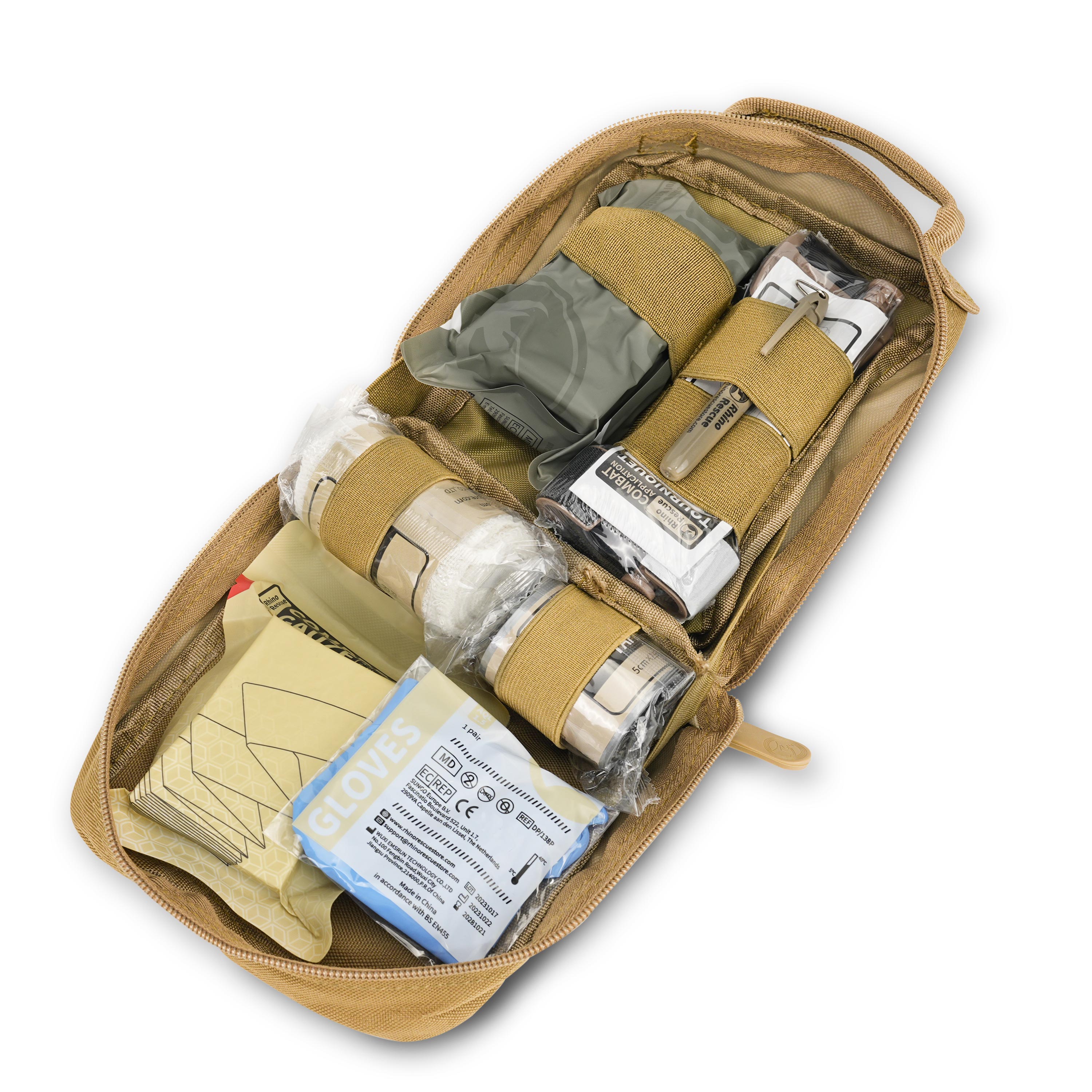 RHINO RESCUE First Aid Kit, IFAK POUCH, Molle Bolsa Médica para Camping, Viagem de Carro, Caminhadas, 004M (Khaki)