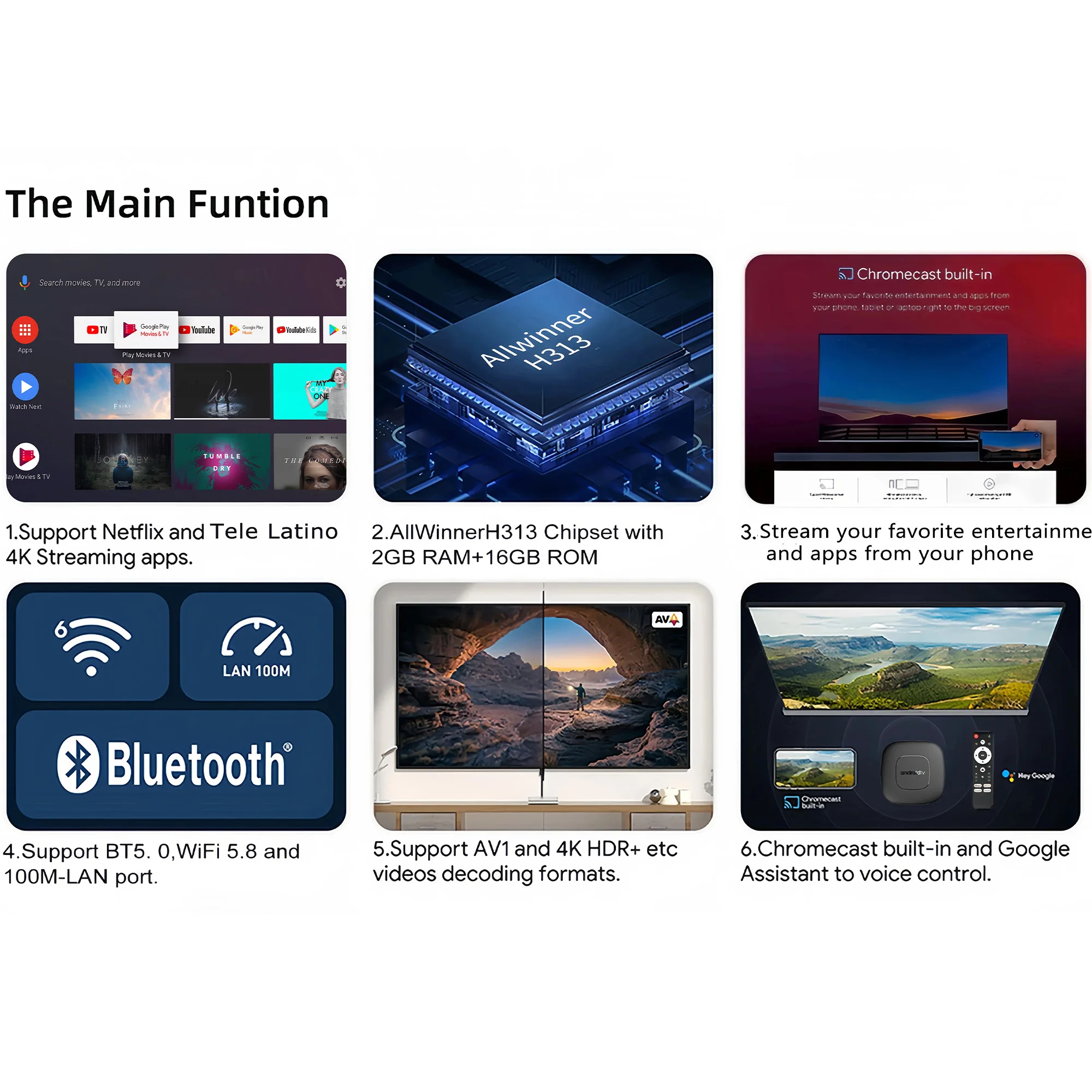 G96 Q2 Global Version TV Stick Google Assistant Android 13.0 4K Allwinner H313 Quad Core Portable Streaming Media Player