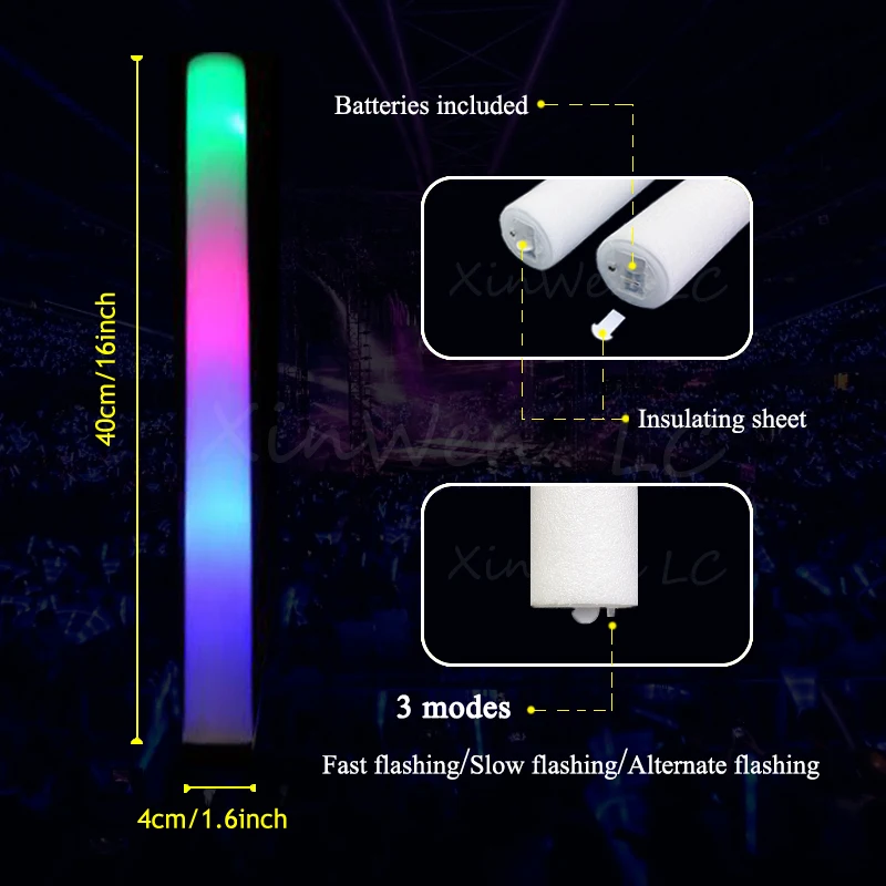 15/30Pcs RGB LED 파티 용품 글로우 벌크 다채로운 LED 글로우 스틱 폼 스틱 응원 튜브 어두운 빛 생일 결혼식