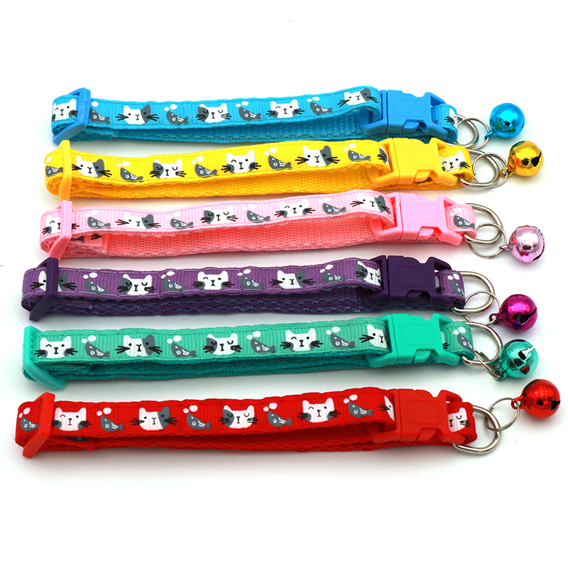 Pet Accessories Dog Cat Collar Bell Colorful Cats Pattern Adjustable Collars For Puppy Kitten DIY Small Animal