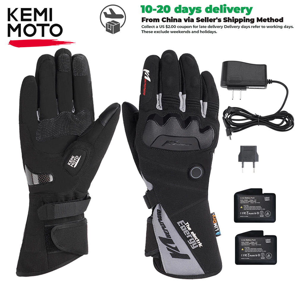 KEMIMOTO gants chauffants électriques gants de ski d'hiver écran tactile gants de moto imperméable Rechargeable chauffage thermique