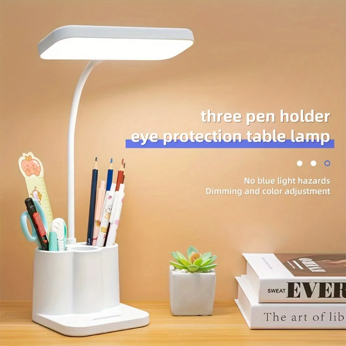USB LED 테이블 램프 3 색 눈 보호 대학생 책 독서 램프 침실 침대 옆 학습 기숙사에 대한 야간 조명