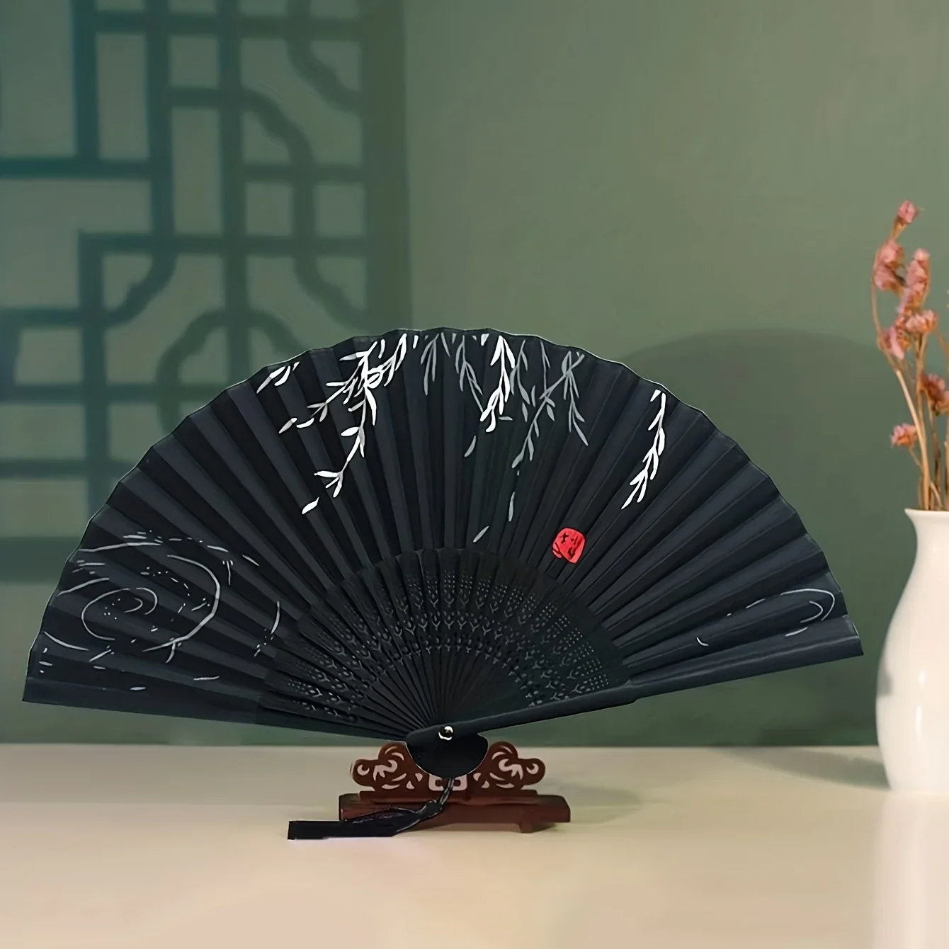 1pc 중국 스타일 블랙 빈티지 핸드 팬 접는 팬 중국 댄스 파티 접는 팬