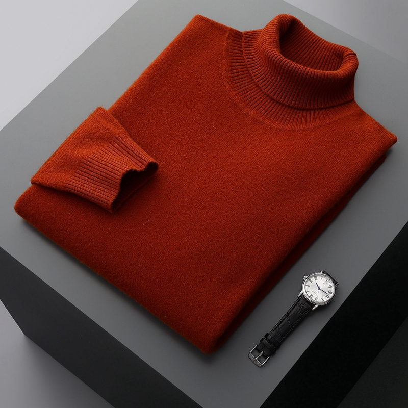 Otoño/Invierno 100% camisa de fondo de lana suéter de cuello alto grueso para hombres tejido de cachemira de negocios