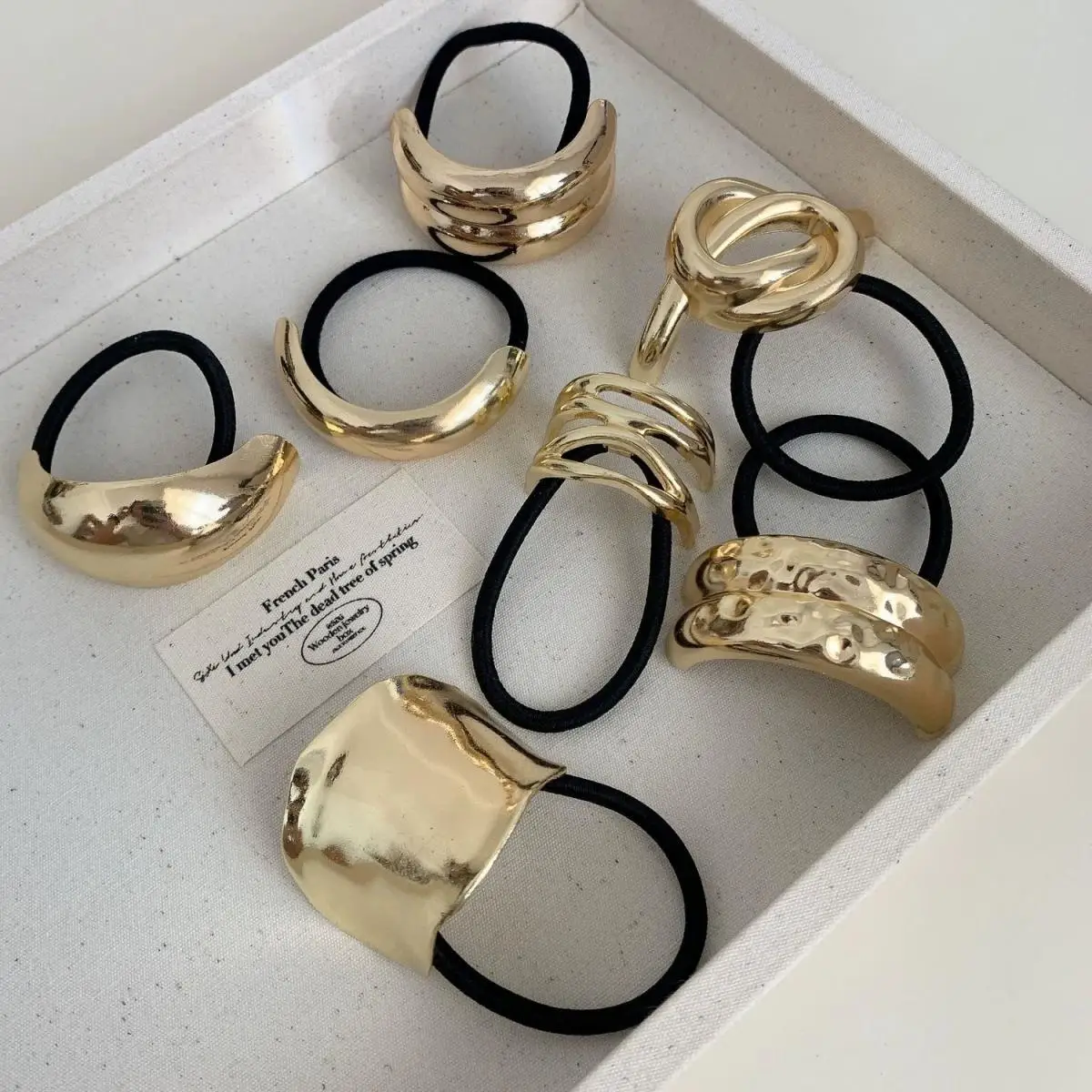 Vendita calda moda metallo irregolare doppio strato fasce per capelli corda donna fascia elastica per capelli coda di cavallo accessori per capelli