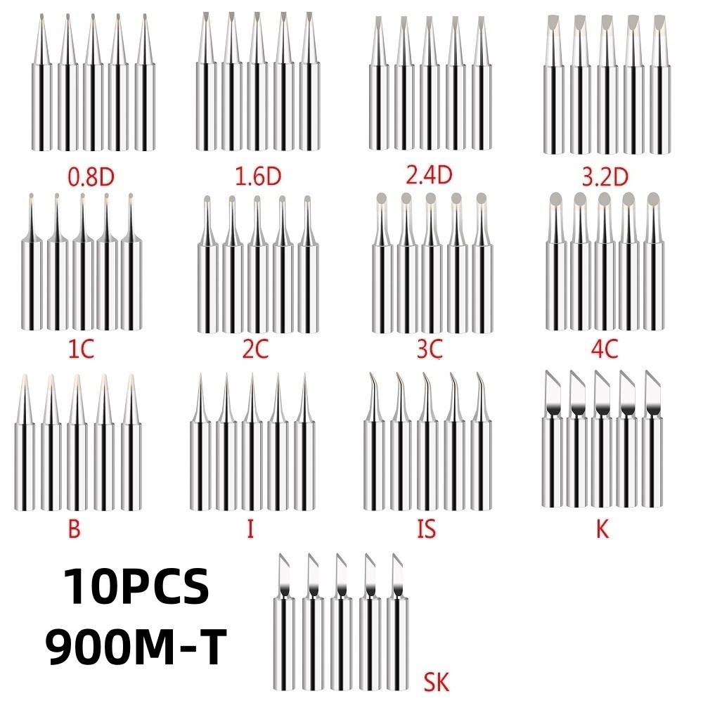 10 шт./лот, набор паяльных жал серии 900M-T, бессвинцовая сварочная головка для паяльной станции Hakko 936 937, инструменты для пайки BGA