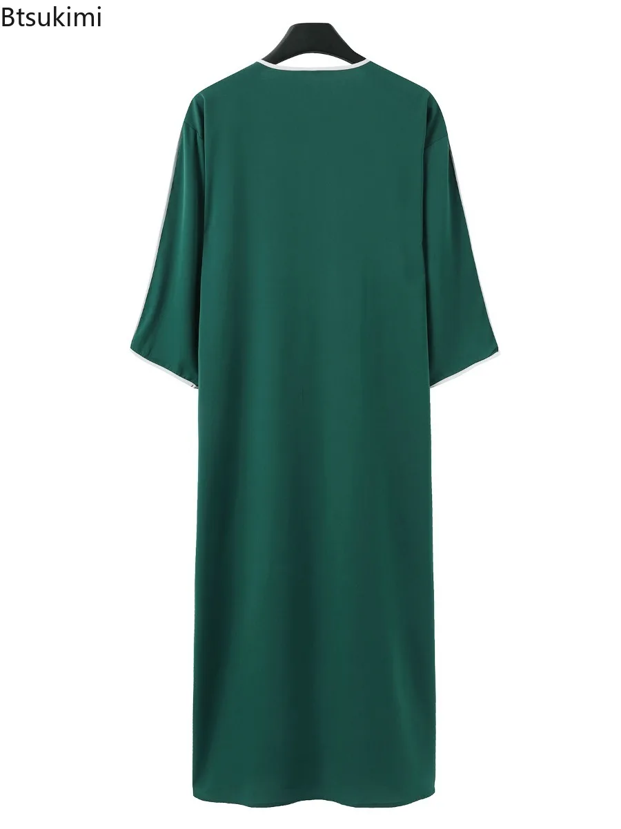 2025, mannen Traditionele Moslim Kleding Eid Midden-oosten Jubba Thobe Mannen Thobe Arabische Moslim Gewaden met Korte Mouwen Echtgenoot Gift