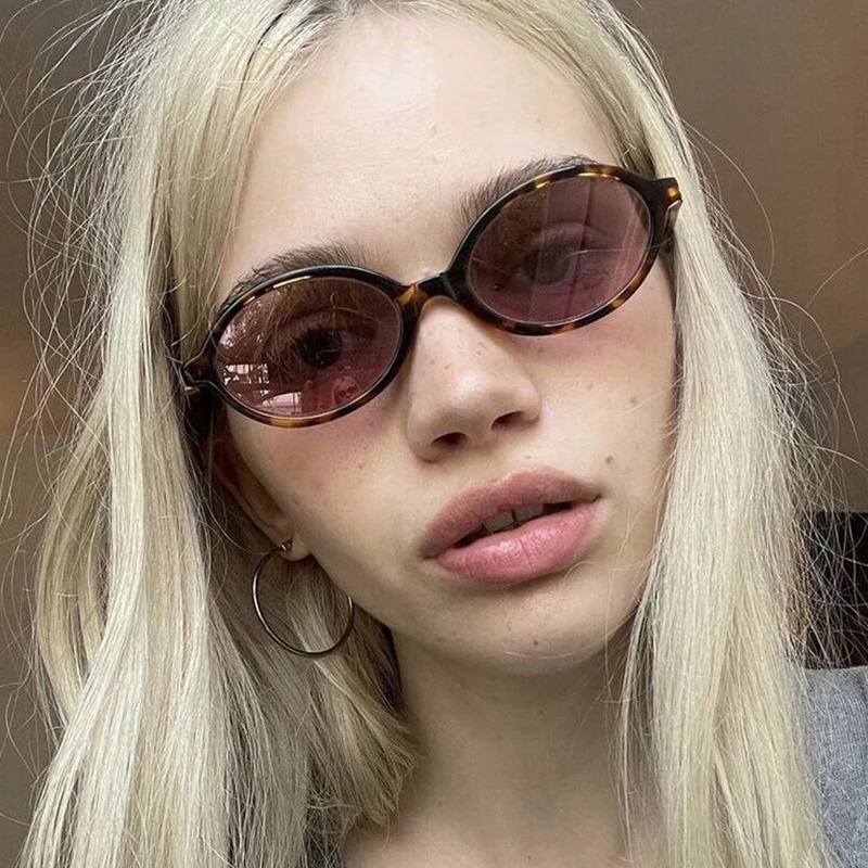 Gafas de sol de leopardo ovaladas pequeñas y sexis para mujer, encantadoras Ins sin maquillaje, montura de gafas lisas, gafas decorativas bonitas para ordenador