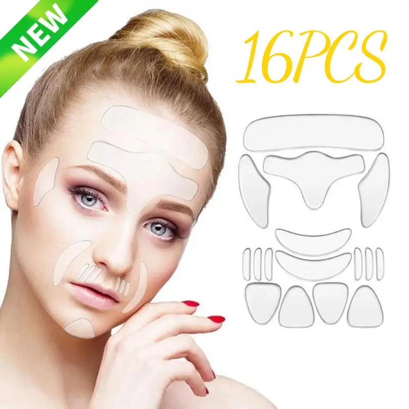 แผ่นซิลิโคนนำกลับมาใช้ใหม่ 1-3 ชุด แผ่นปิดริ้วรอย ลดเลือนริ้วรอย สติ๊กเกอร์กำจัดริ้วรอยบนใบหน้า หน้าผาก คอ รอบดวงตา สติ๊กเกอร์ดูแลผิว