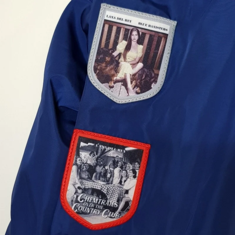 LDR เย็บปักถักร้อย Patch Racing แจ็คเก็ตที่ระลึกน้ําเงินผู้ชายและผู้หญิง Racing Lana Del เสื้อแจ็คเก็ตเสื้อยืดเครื่องแต่งกาย 2024 ใหม่