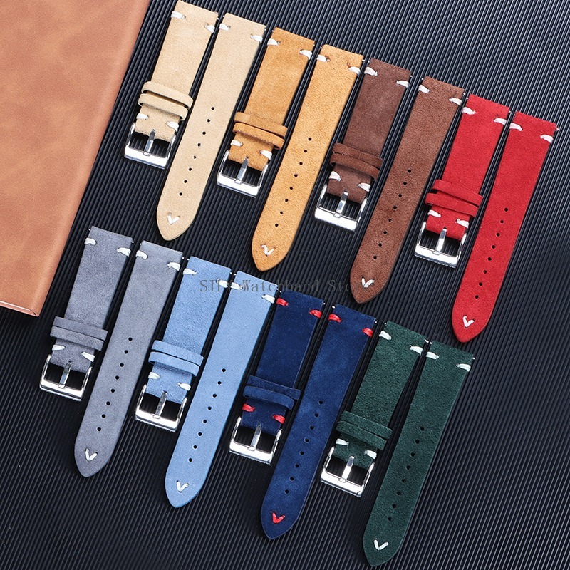 Quick Release Smartwatch Bands 18mm 20mm 22mm Universal Suede Leather Vintage Straps Soft Wristbelt High Quality Sport Bracelets