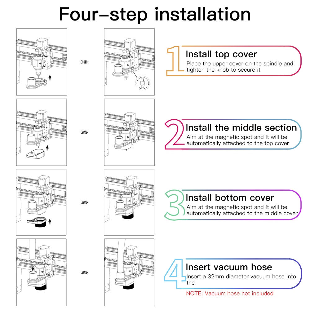 Yofuly Dust Shoe 52mm CNC Dust Cover Cleaner Dust Brush Cover for 3018 3020 Series Milling Machine