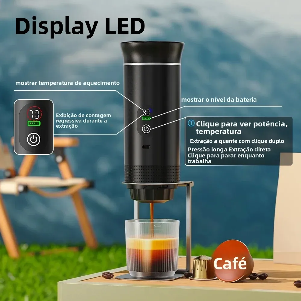 Máquina de café expresso portátil Foombthe com display digital 3 em 1 cápsula cafeteira para carro e casa cafeteira de acampamento