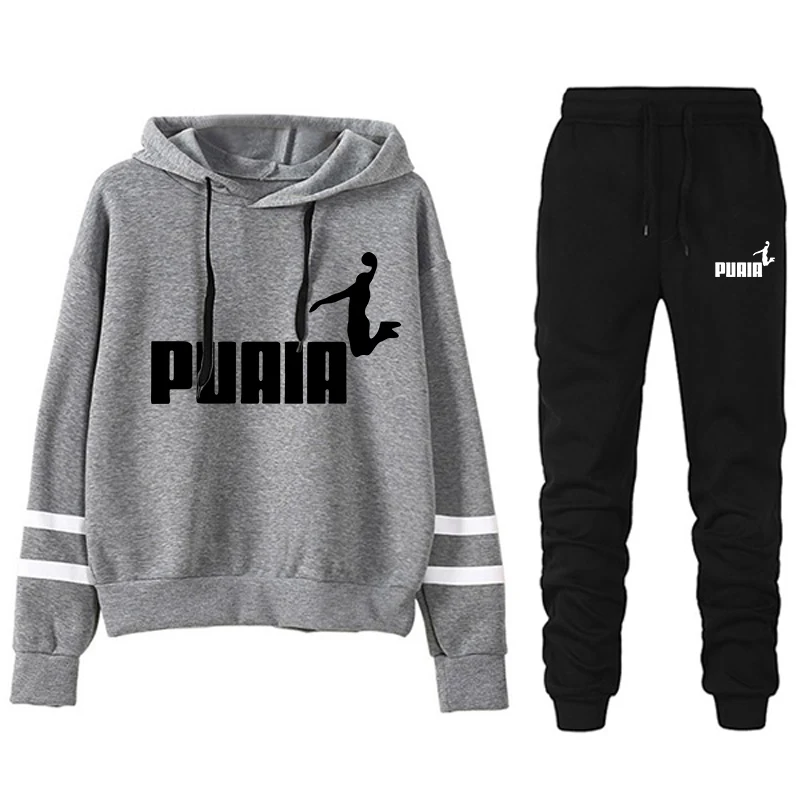 Chándal informal para mujer, traje deportivo holgado y cómodo, Sudadera con capucha a rayas para uso diario, conjunto de dos piezas a juego, 2024