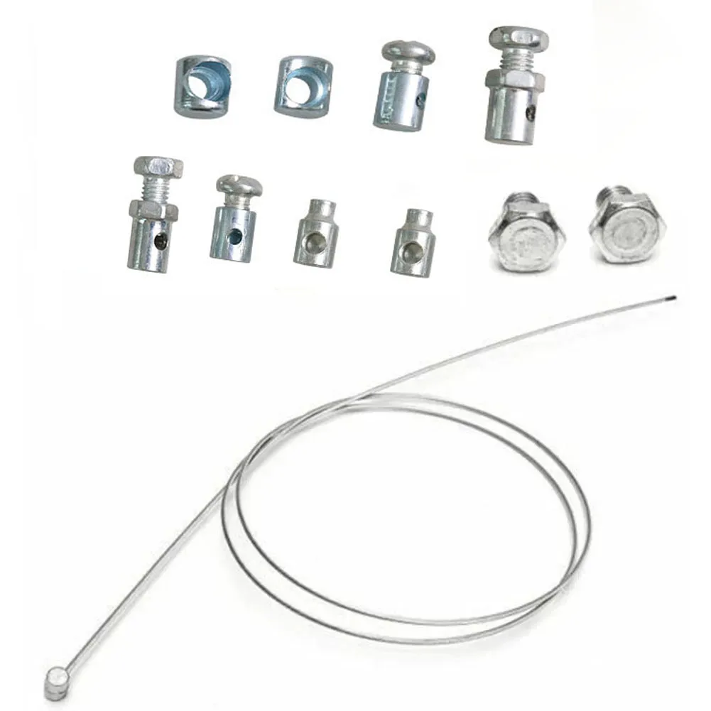 11pcs/set Universal Throttle Clutch Cable Repair Kit Solderless Nipple with Sleeve Nut Set with Cable Lawnmower Rotovator Parts
