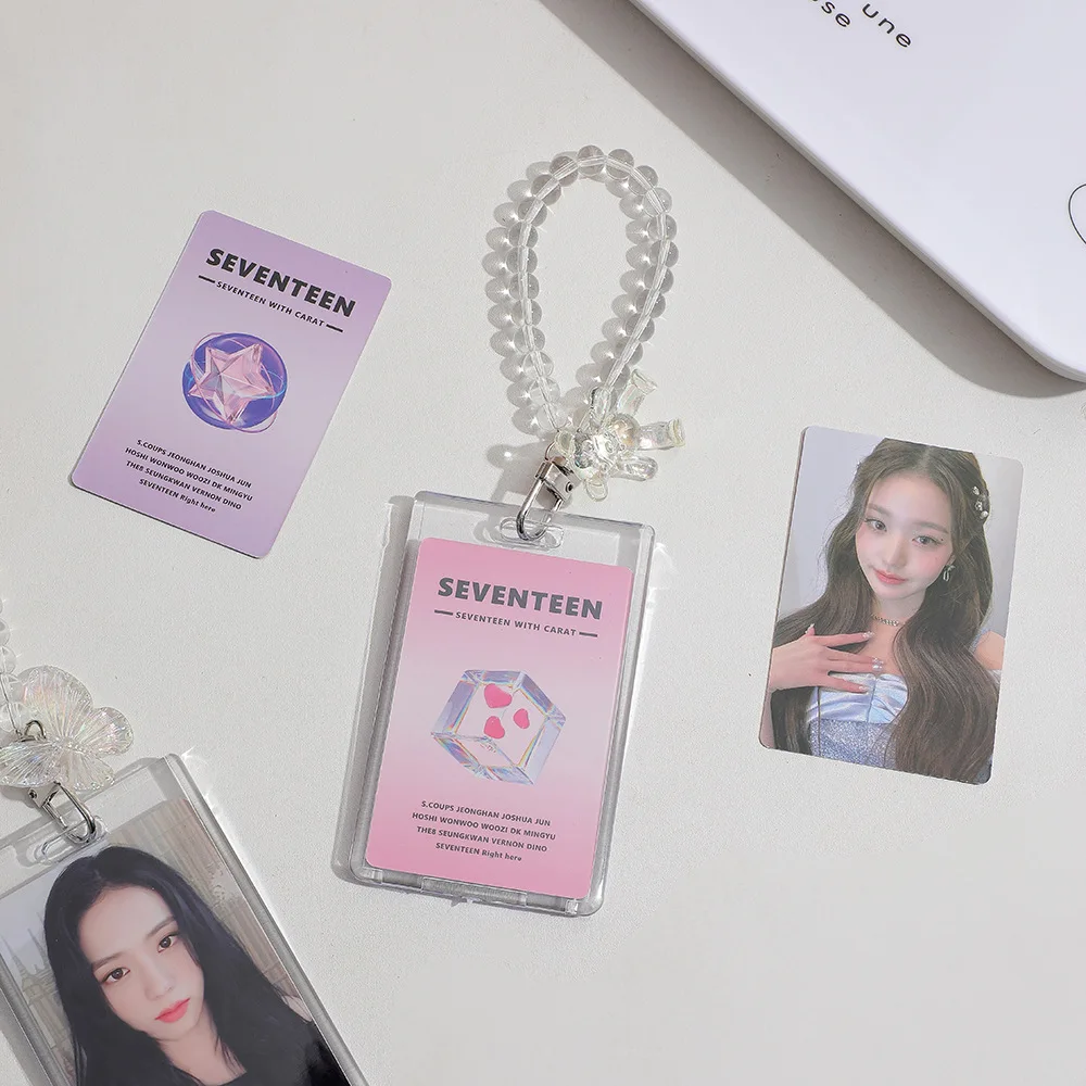 อะคริลิคโปร่งใสการ์ดนักเรียนรถบัสอาหารการ์ดป้องกันกรณี ID Photo Display พวงกุญแจจี้หญิง