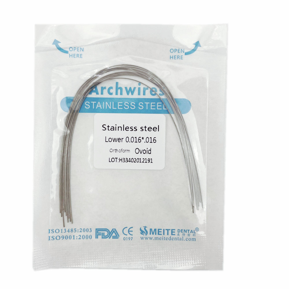 10 ピース/パック歯科矯正ステンレス鋼ラウンド/長方形ワイヤー卵形フォーム歯科医材料歯科アーチワイヤー