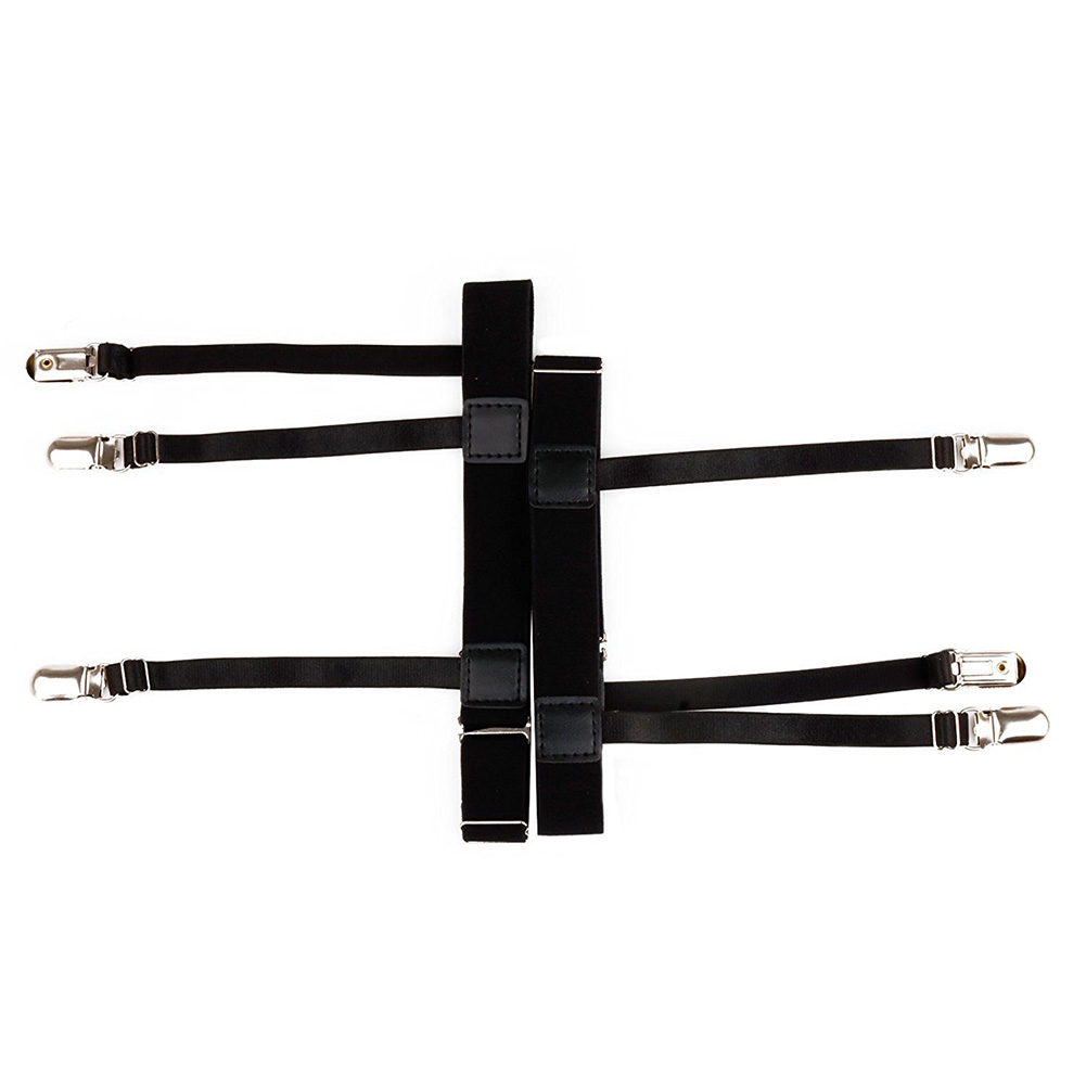 Men Shirt Stays Garters Belt With Locking Clamps,Adjustable Elastic Shirt Tuckers Garters,Shirt Holder,Leg Thigh Suspender Strap