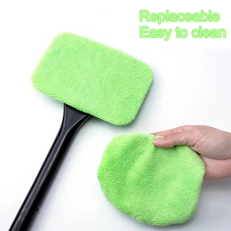 Auto Fenster Reiniger Pinsel Kit Mikrofaser Windschutzscheibe Reinigung Werkzeug Auto Innen Glas Waschen Wischer Langen Griff Wiederverwendbare Tuch Pad