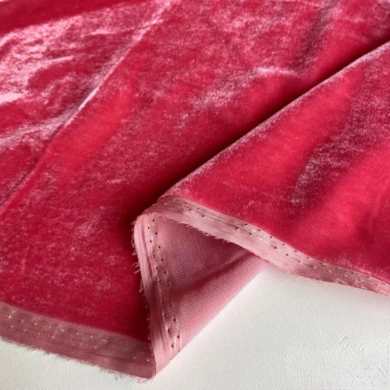 Lady Sapphire คุณภาพสูงผ้าไหมผ้ากํามะหยี่ชุดโดยหลานผ้านุ่มสินค้าสีฟ้าสีแดงสีดําสีเขียวสีม่วง 114-140 ซม.กว้าง