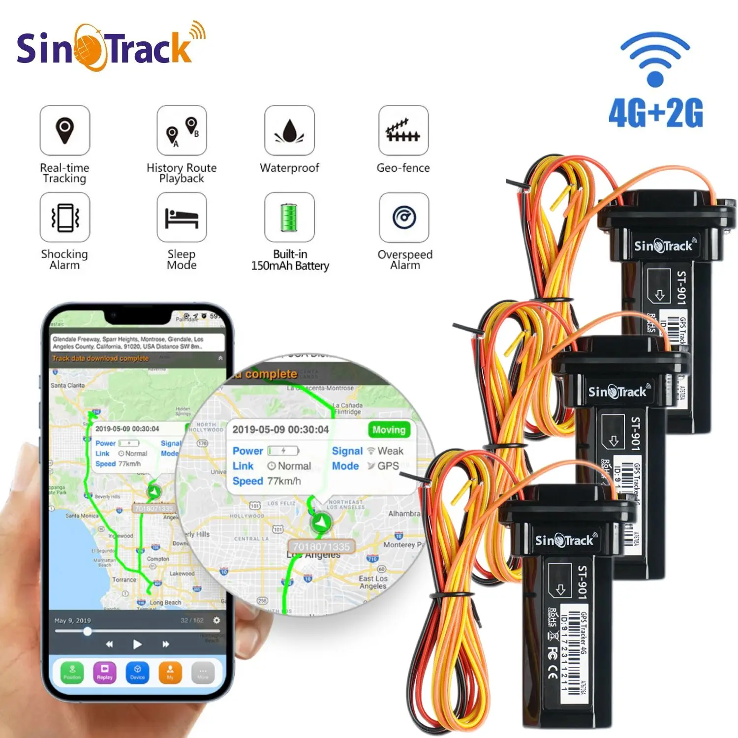 4G SinoTrack 3 шт. ST-901L мини-автомобильный трекер для автомобиля, внедорожника, грузовика, автобуса, GPS, 4-контактное реле для двигателя Cut