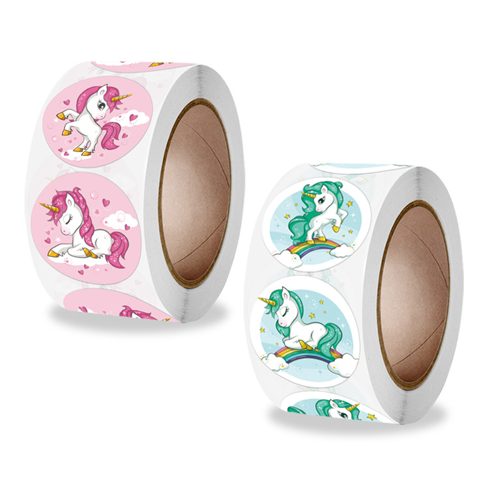 500pcs 유니콘 스티커 아이들을위한 귀여운 만화 스티커 감사합니다 스티커 유니콘 생일 파티 장식 선물 가방 라벨