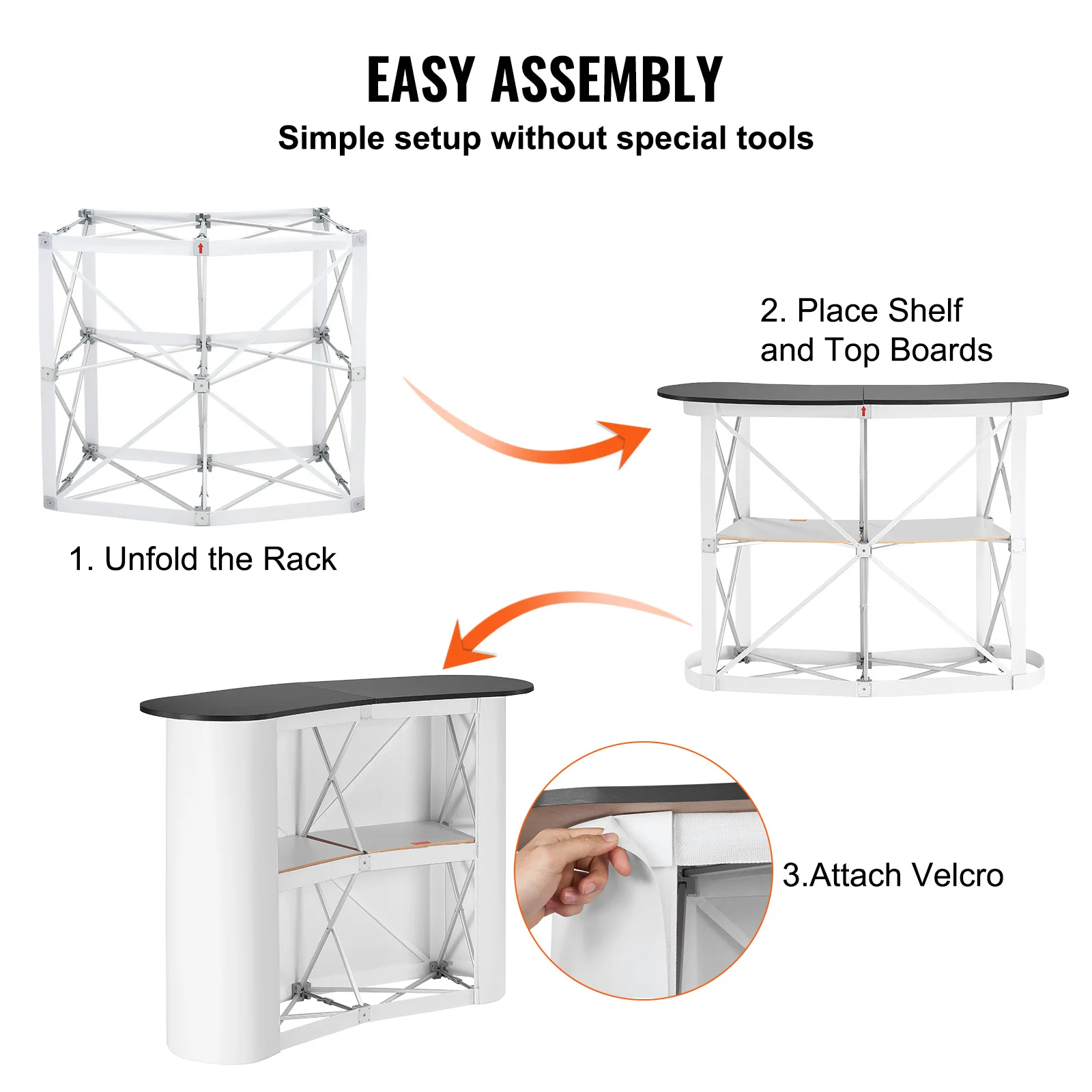SucceBuy Portable Tradeshow Podium Table Exhibition Counter Stand Booth Fair w/ Wall Foldable Promotion Retail Table for party