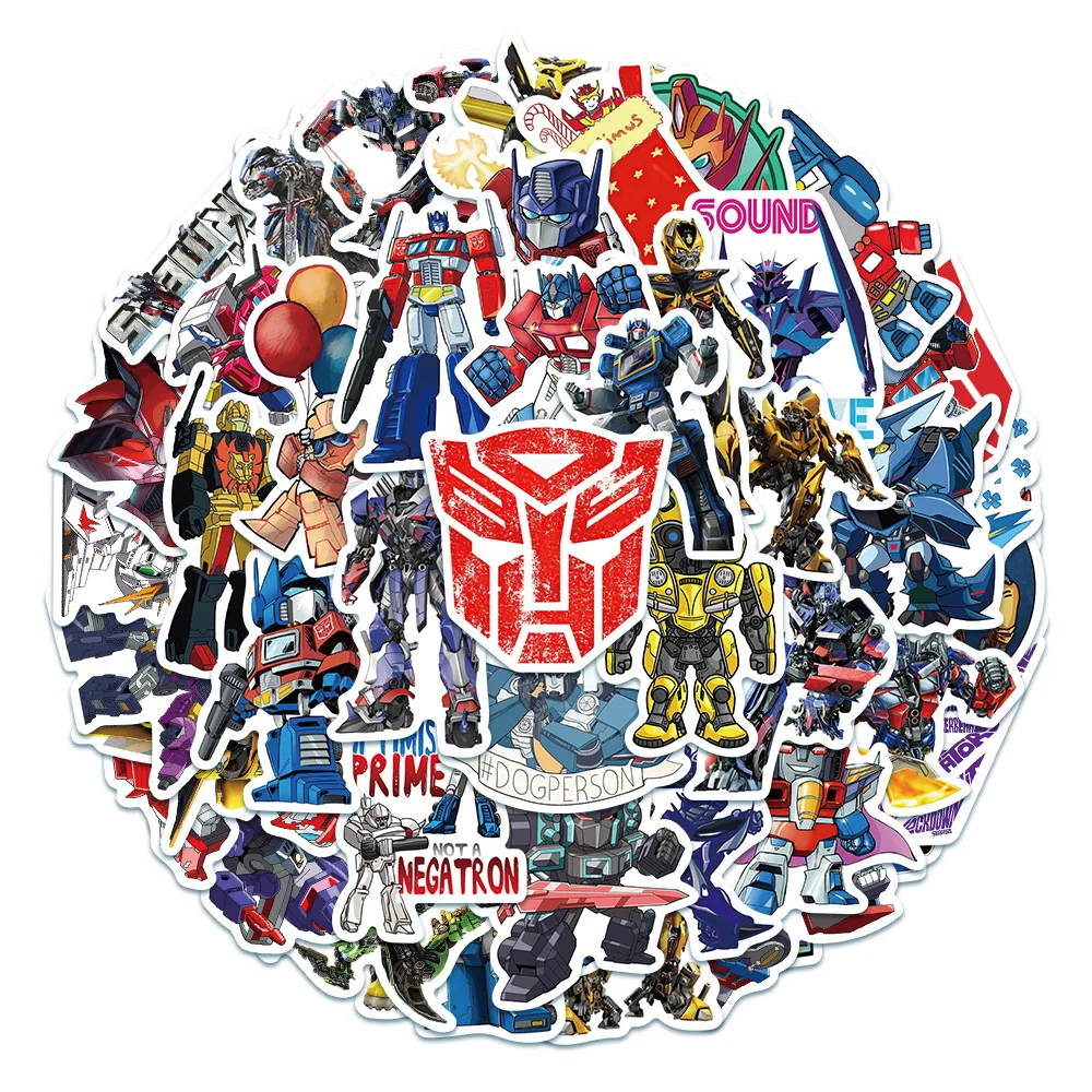 50PCS Autobot Transformers สติ๊กเกอร์รถจักรยานยนต์รถสเก็ตบอร์ดแล็ปท็อปกระเป๋าจักรยานกันน้ําสติกเกอร์สําหรับของเล่นเด็ก