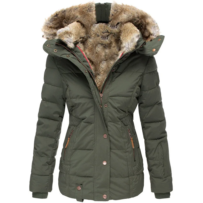 Winter Lange Sleeve Zipper Mit Kapuze Frauen Mantel Jacke 2023 Herbst NEUE Mode Lässig Einfarbig Parka