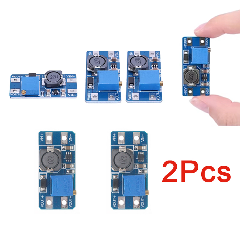 2pcs MT3608 Adjustable Boost Module DC-DC Step Up Converter Module 2A Max 2V-24V To 5V 9V 12V 28V Booster Power Supply Board