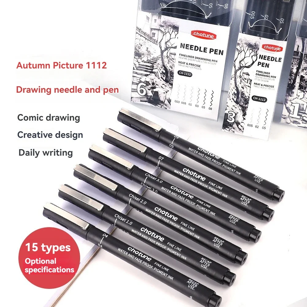 3/15 เคล็ดลับสีดํา Pigment Micro-ปากกา Fineliner หมึกปากกา,วาดศิลปินภาพประกอบปากกา Multiliner สําหรับ Sketching อะนิเมะมังงะ Design