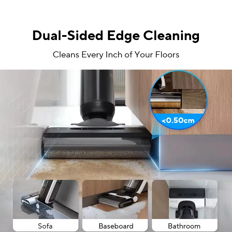 Tineco Floor One S6 Bezprzewodowy odkurzacz na mokro i sucho Mop do mycia podłóg All-in-One do twardych podłóg LED Dwustronne czyszczenie krawędzi