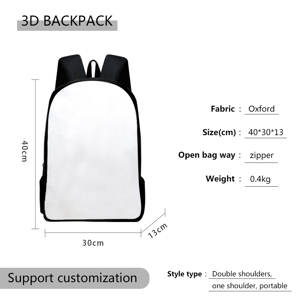 Unisex Custom Backpacks Add your image photo LOGO Oxford Cloth 3D Print Basic Casual School Study Travel Backpack DIY Book Bags