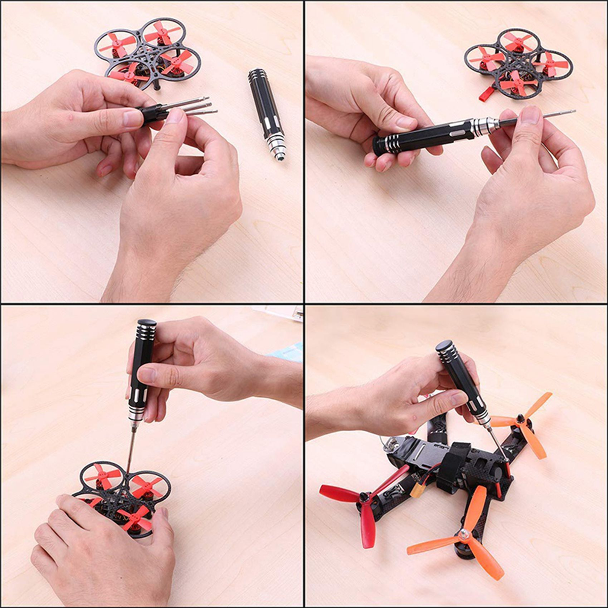 BAAU 2X 6 in 1 ドライバー修復ツールキット 1.5mm 2.0mm 2.5mm 3.0mm 六角ドライバーハンドセット RC FPV レーシングドローン用