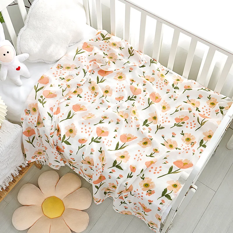 Newborn Baby Blanket Bamboo Cotton Swaddling Wrap Soft Thin Bedding Bath Towel 2 Layer Gauze Stroller Blankets