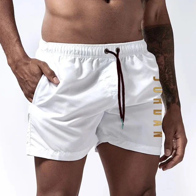 Calções de praia de secagem rápida de natação masculino unissex esportes prancha shorts forrado calções de praia masculino padrão completo