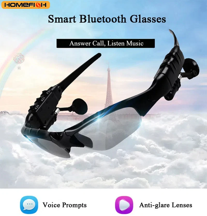 Fones de ouvido estéreo sem fio com microfone óculos de sol para dirigir ciclismo esportes redução de ruído