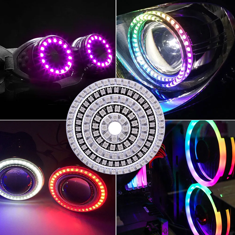 Anillo de píxel Led WS2812B DC5V, anillo direccionable Individual 5050 RGB WS2812 IC, módulo Led BuiIt-in y controlador USB de bloqueo de 14 teclas
